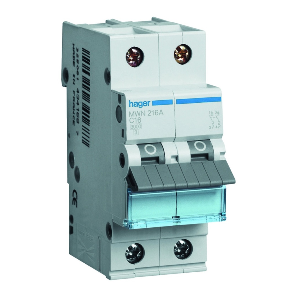 [HAG-MWN216A] Automaat 3kA - C - 2P - 16A - 2M.