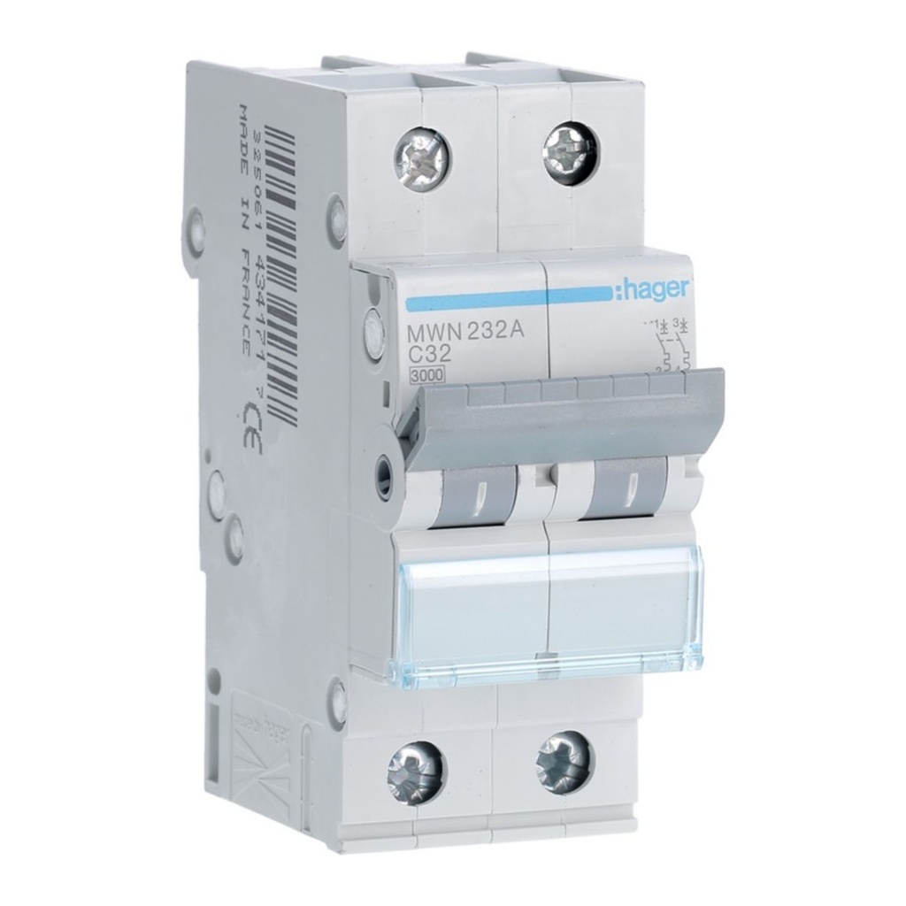 [HAG-MWN232A] Automaat 3kA - C - 2P - 32A - 2M.
