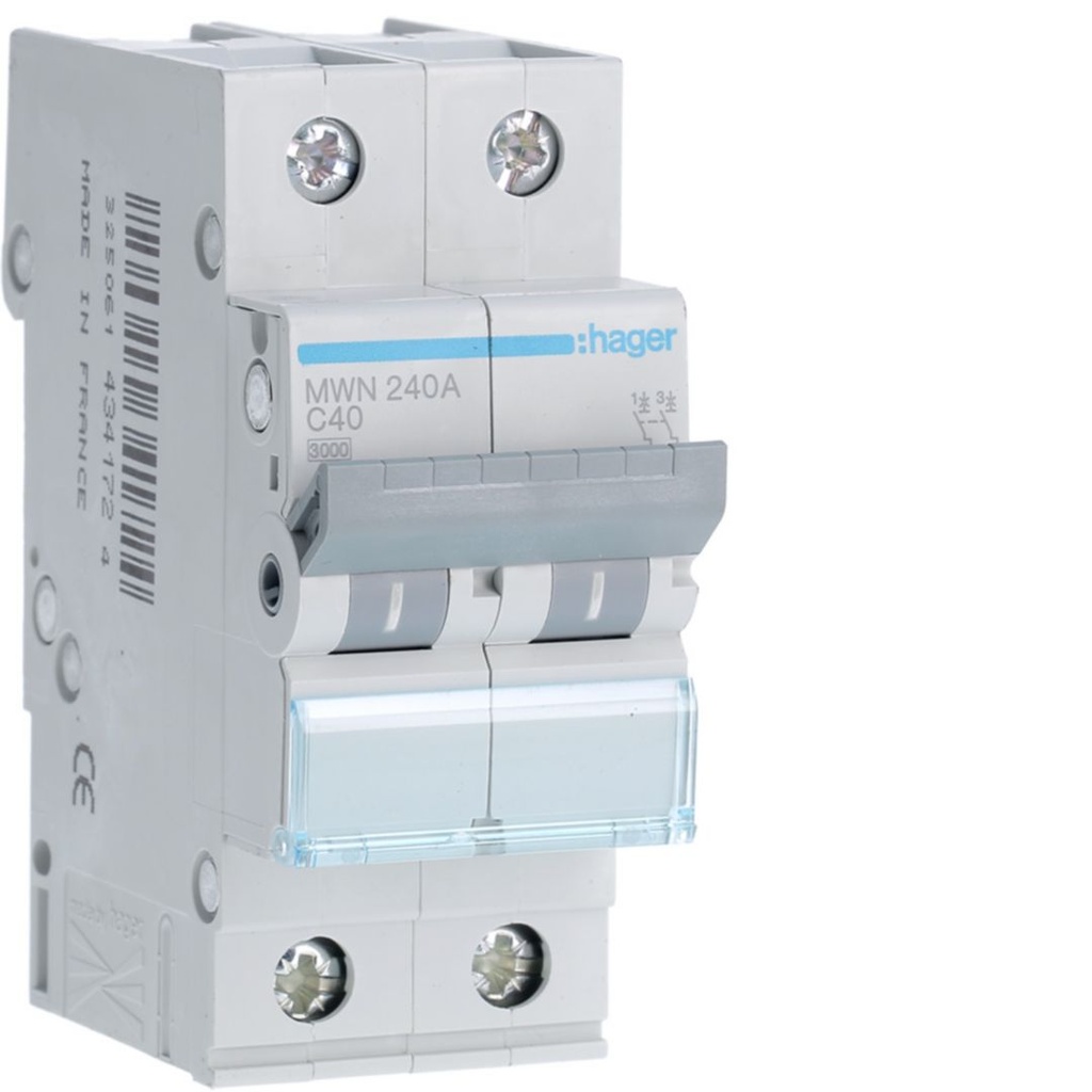 [HAG-MWN240A] Automaat 3kA - C - 2P - 40A - 2M.