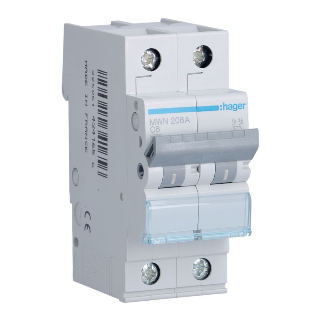 [HAG-MWN206A] Automaat 3kA - C - 2P - 6A - 2M.