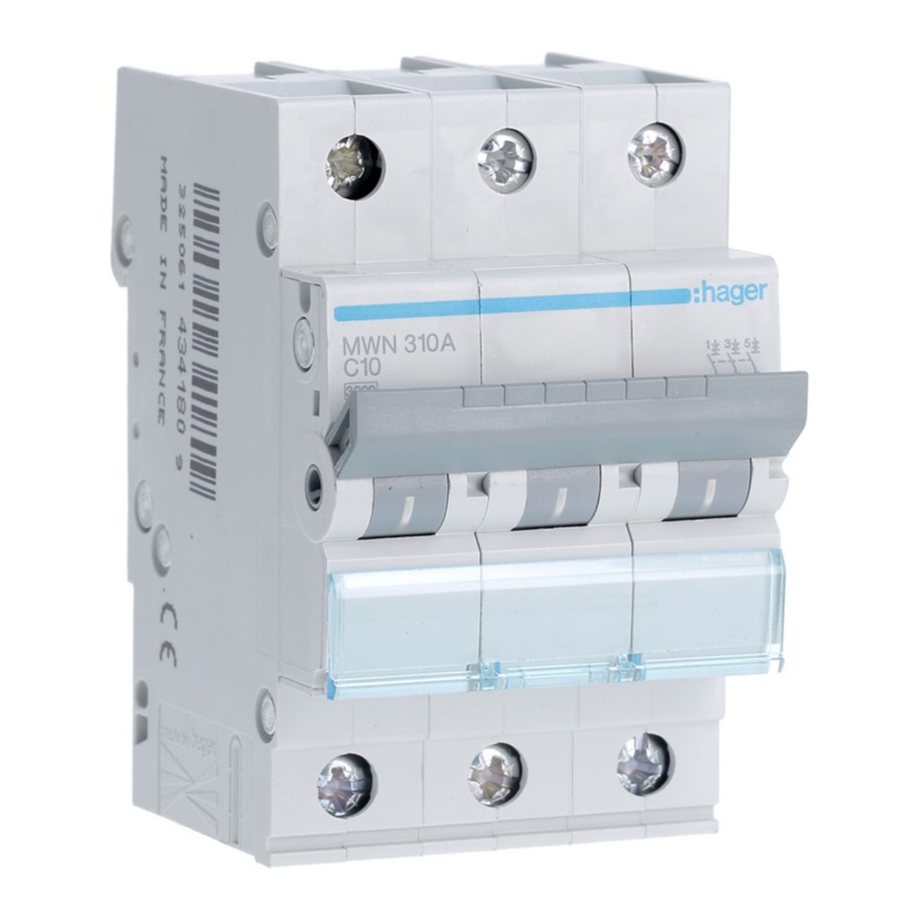 [HAG-MWN310A] Automaat 3kA - C - 3P - 10A - 3M.
