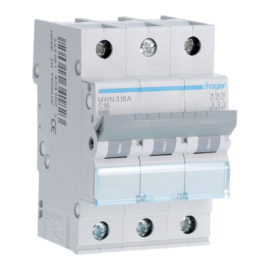 [HAG-MWN316A] Automaat 3kA - C - 3P - 16A - 3M.