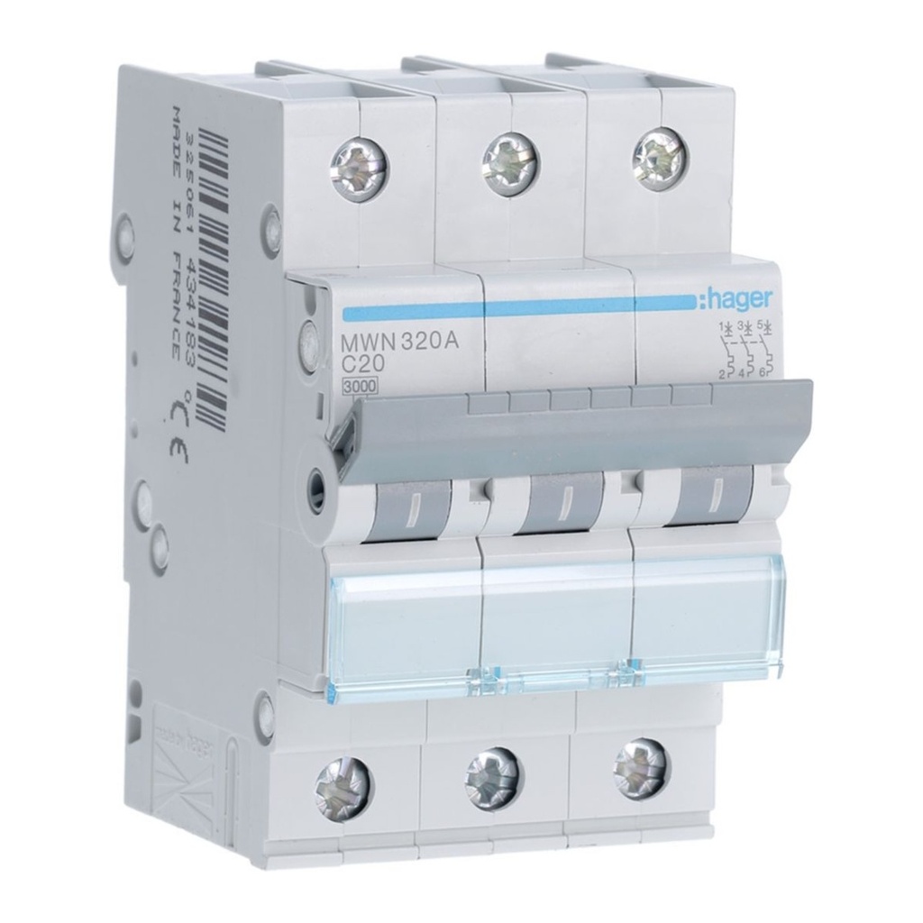 [HAG-MWN320A] Automaat 3kA - C - 3P - 20A - 3M.