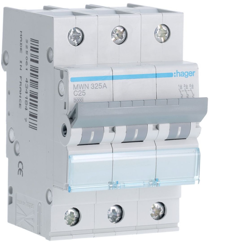 Automaat 3kA - C - 3P - 25A - 3M.