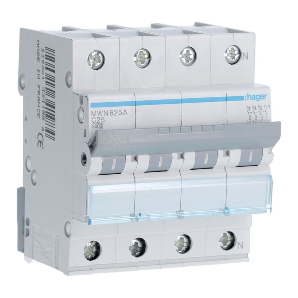 [HAG-MWN625A] Automaat 3kA - C - 3P+N - 25A - 4M.