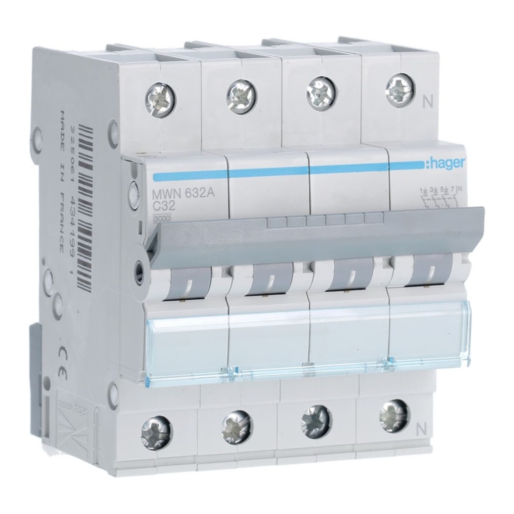 [HAG-MWN632A] Automaat 3kA - C - 3P+N - 32A - 4M.