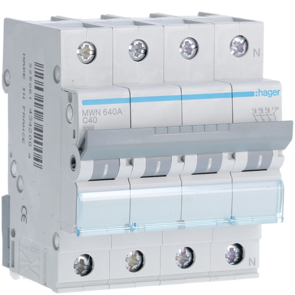 Automaat 3kA - C - 3P+N - 40A - 4M.
