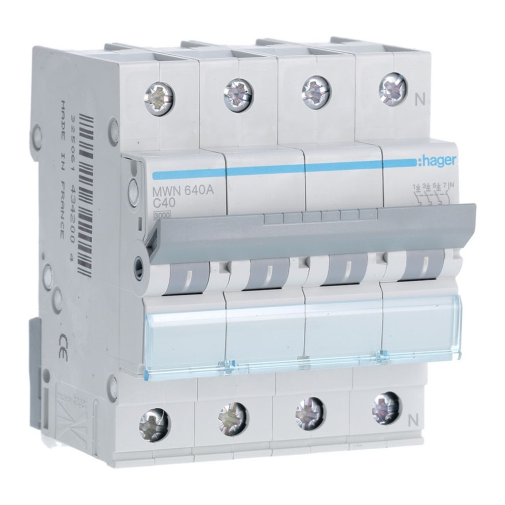 [HAG-MWN640A] Automaat 3kA - C - 3P+N - 40A - 4M.