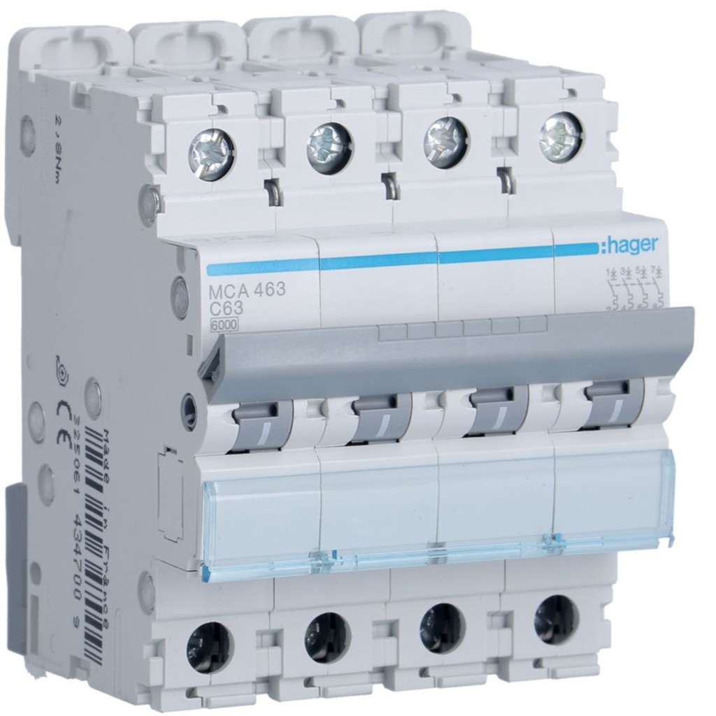Automaat 6kA - C - 4P - 63A - 4M.