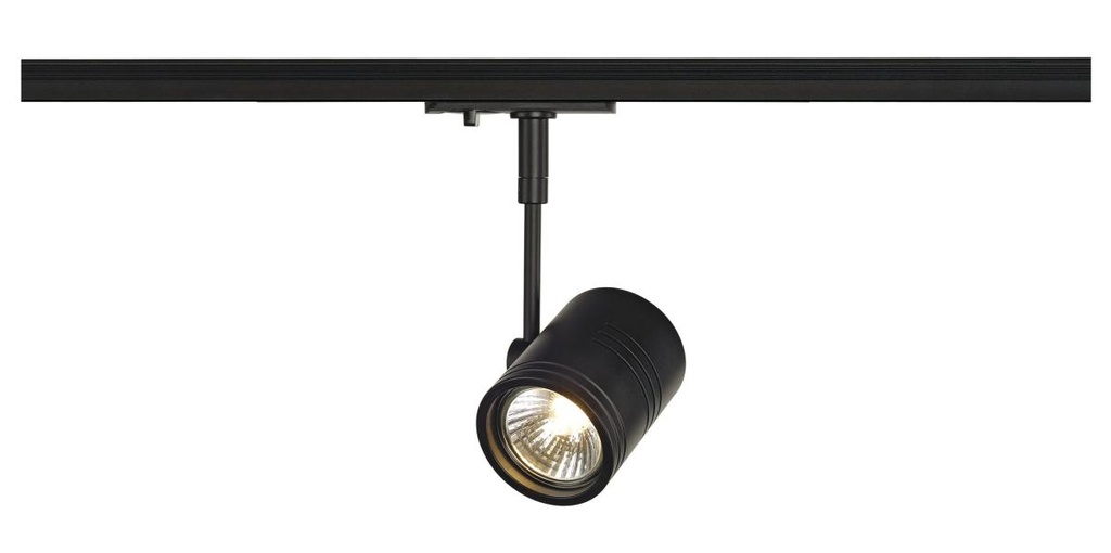 [SLV-143440] BIMA 1, spot voor 1-fase 230V stroomrail, eenvlammig, QPAR51, mat zwart, max. 50W, incl. 1-fase adap