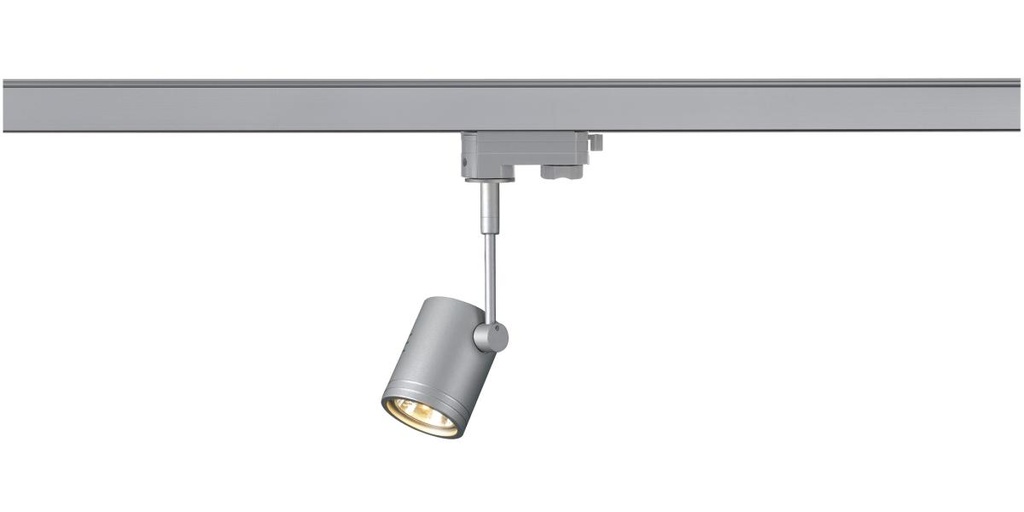 BIMA 1, spot voor 3-fase 230V stroomrail, eenvlammig, QPAR51, rond, zilvergrijs, max. 50W, incl. 3-f