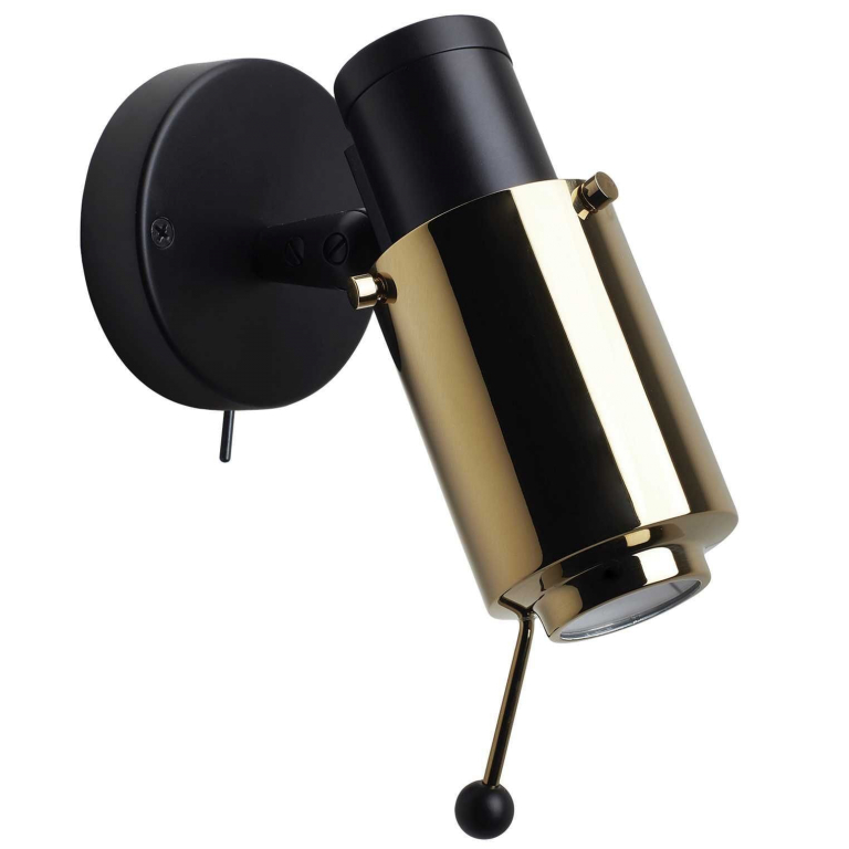 BINYSPOT SW-LED-BL-GOL - Complete BINYSPOT, black LED base + gold tube with stick, switch