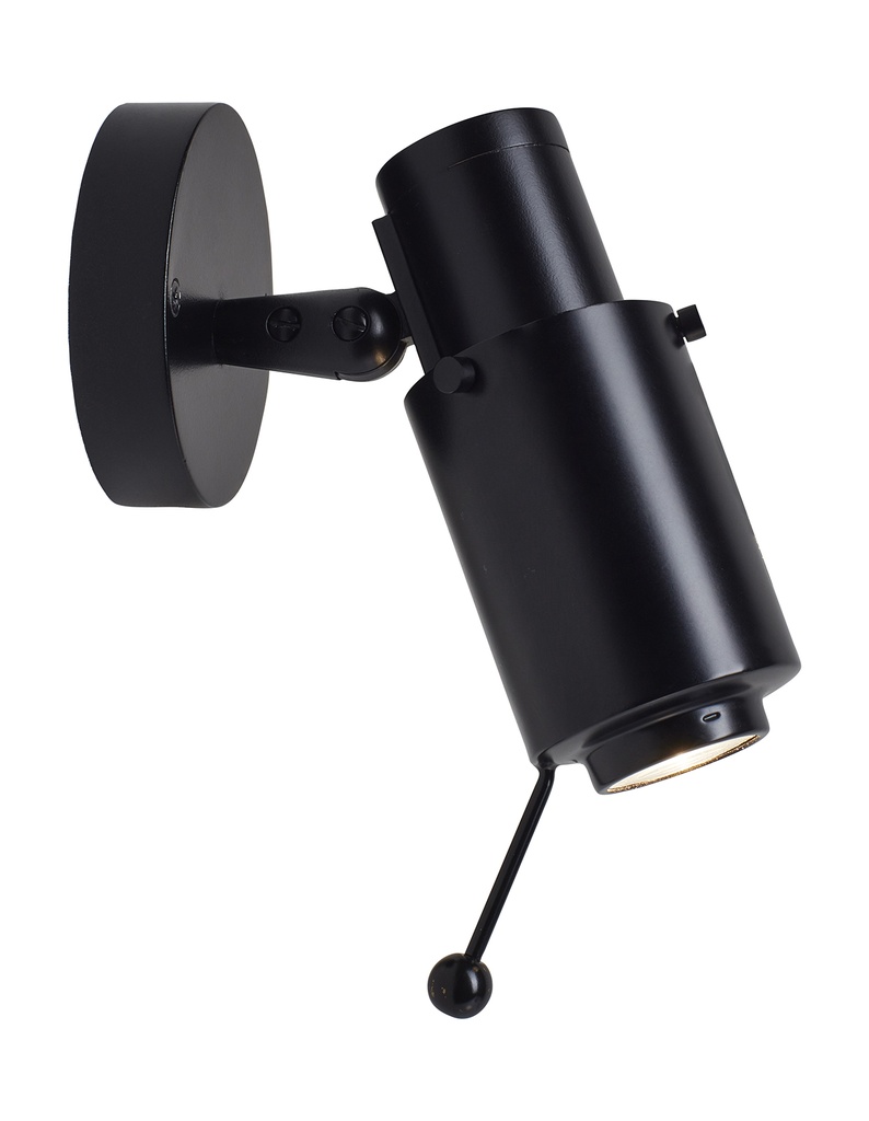 BINYSPOT SW-LED-BL-NK - Complete BINYSPOT, black LED base + nickel tube with stick, switch
