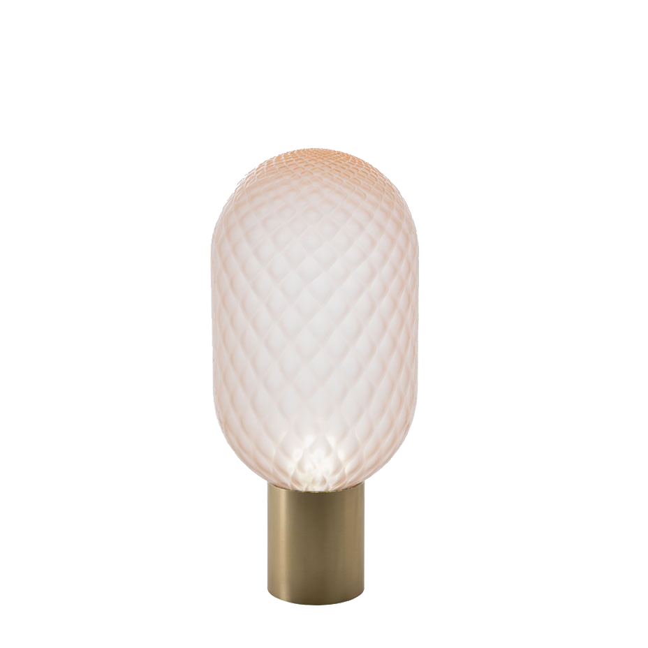BLOOM TABLE LAM D.208 H.450 NATURAL BRASS/PINK SAT.