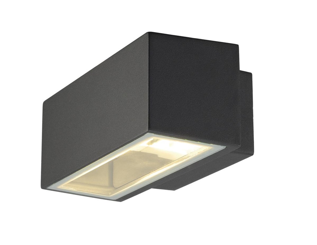 BOX, outdoor wandarmatuur, QT-DE12, IP44, hoekig, up/down, antraciet, max. 80W