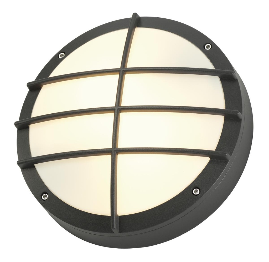 BULAN GRID, outdoor wand- en plafondarmatuur, A60, IP55, rond, antraciet, max. 50W, PC cover