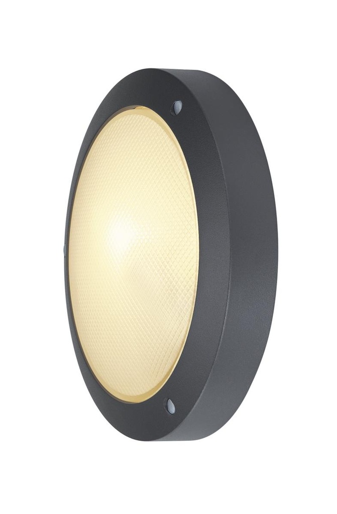BULAN, outdoor wand- en plafondarmatuur, C35, IP44, rond, antraciet, glas gesatineerd, max. 60W