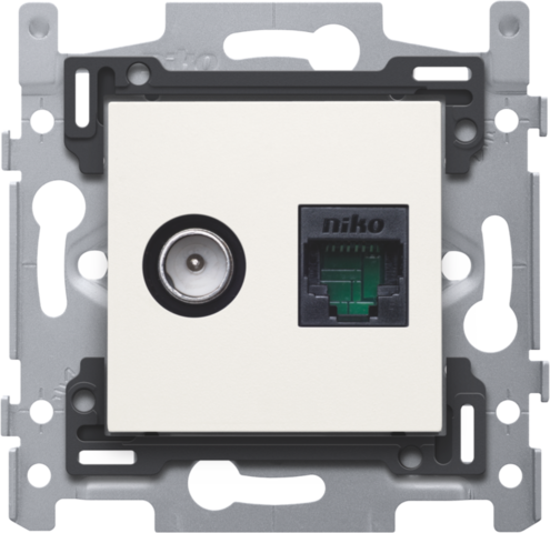 [NIK-101-65258] COAX + RJ45 UTP CAT. 6 EN AFWERKING, VLAK, 60X71, KLAUW
