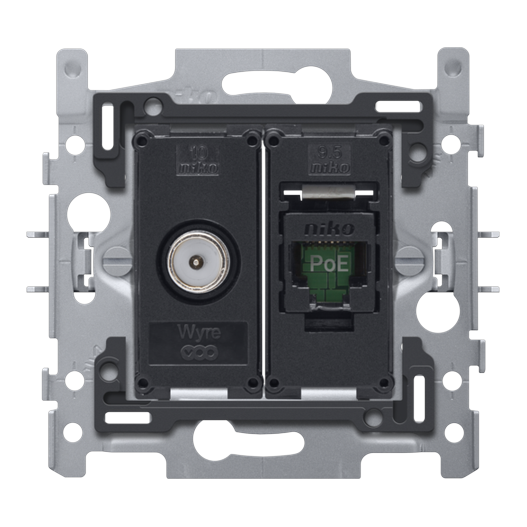 [NIK-170-66258] COAX/RJ45-AANSL. UTP CAT6, POE++, VLAK, 60X71, KLAUW