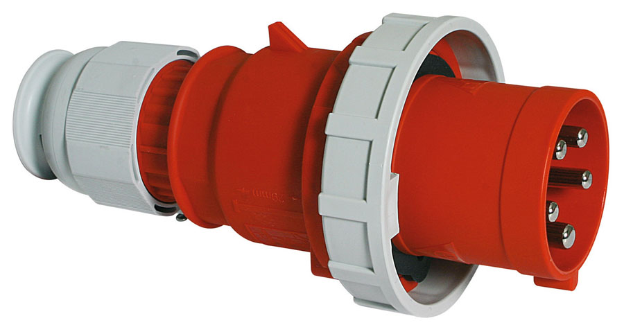 Cee stekker 63A 3P+N+A 400V IP67, schroefaansluitng+multigrip