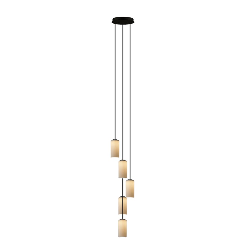 Cirio Cascada: Lampshade: White porcelain. Dimming: DALI. LED capsule with electric black cable: 3 m