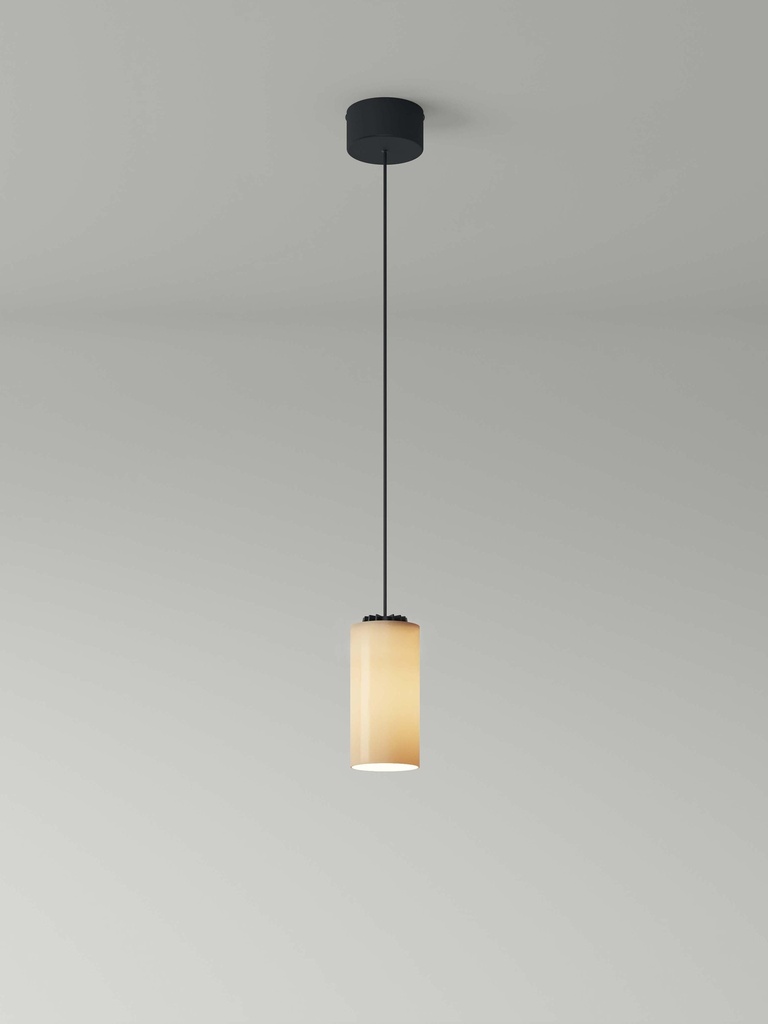 Cirio Simple: Lampshade: White porcelain. Circular metal canopy: Black surface dimmable 1-10V. LED c