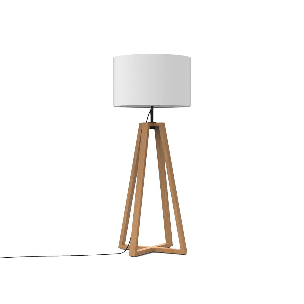 Club Lounge Floor Lamp Transparent- Teak/Stainless Steel with Led