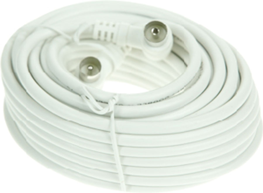 [ELI-37228] Coaxiale kabel - 9,5mm mannelijk - 9,5mm vrouwelijk - Wit - 3m