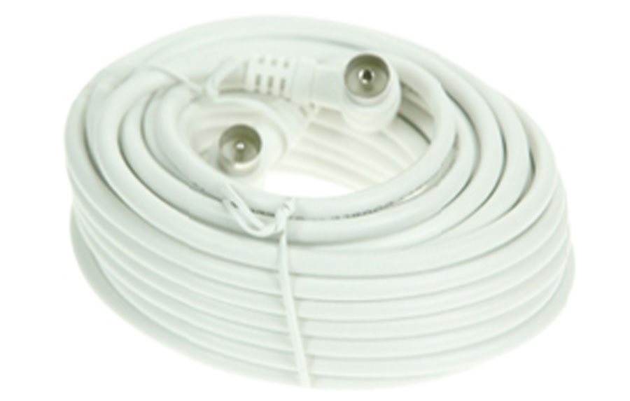 Coaxiale kabel - 9,5mm mannelijk - 9,5mm vrouwelijk - Wit - 5m