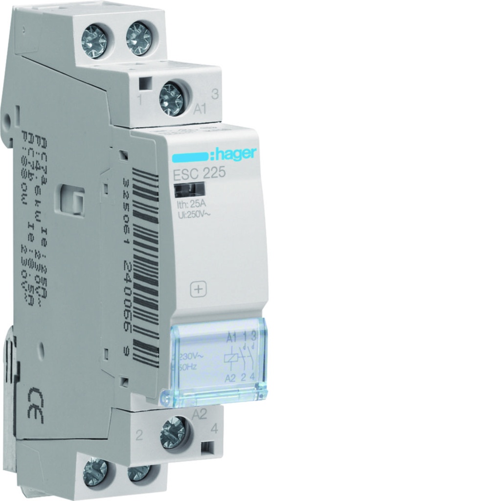 Contactor 2x25A 230V 2NO 1M.