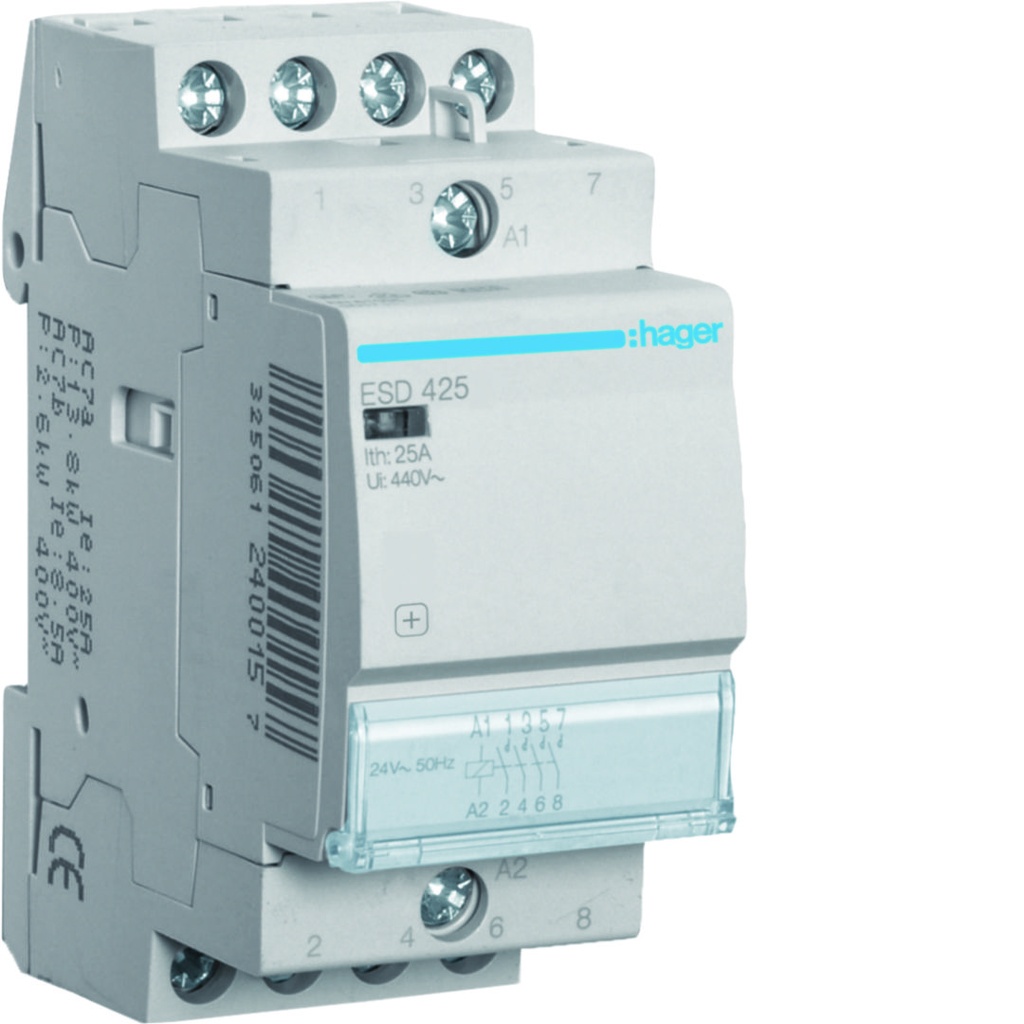 Contactor 4x25A 24V 4NO 2M.