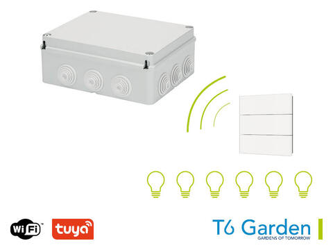 [TPL-T6 Garden] Controlemodule + 6 contacten op afstand te bedienen RF + WiFi in IP66 behuizing