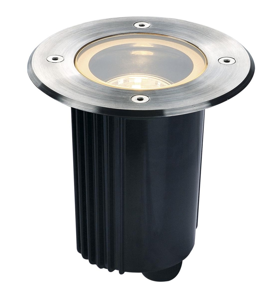DASAR 80, outdoor grondinbouwspot, QPAR51, IP67, rond, roestvrij staal 316, max. 35W