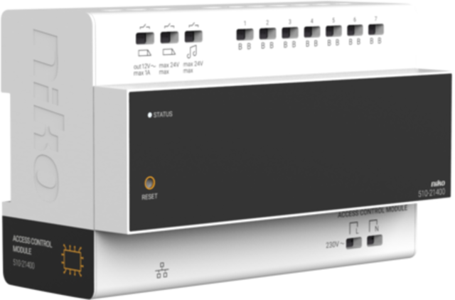 DIN-RAIL CONTROLLER 2-DRAADS VIDEOBUITENPOST, MET VOEDING