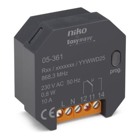 [NIK-05-361] DRAADLOZE EASYWAVE ONTVANGER MET 230V-WISSELSCHAKELCONTACT