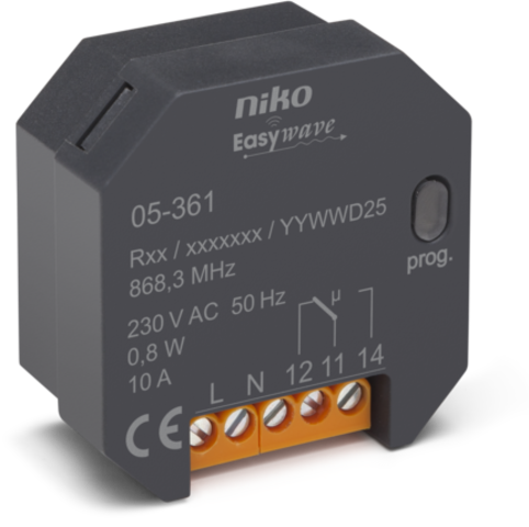 DRAADLOZE EASYWAVE ONTVANGER MET 230V-WISSELSCHAKELCONTACT
