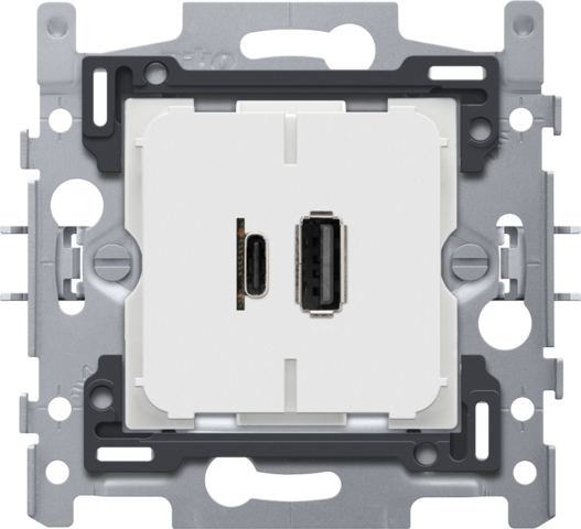 [NIK-420-00512] DUBBELE SMART USB-A EN USB-C LADER, SOKKEL 60X71, KLAUW