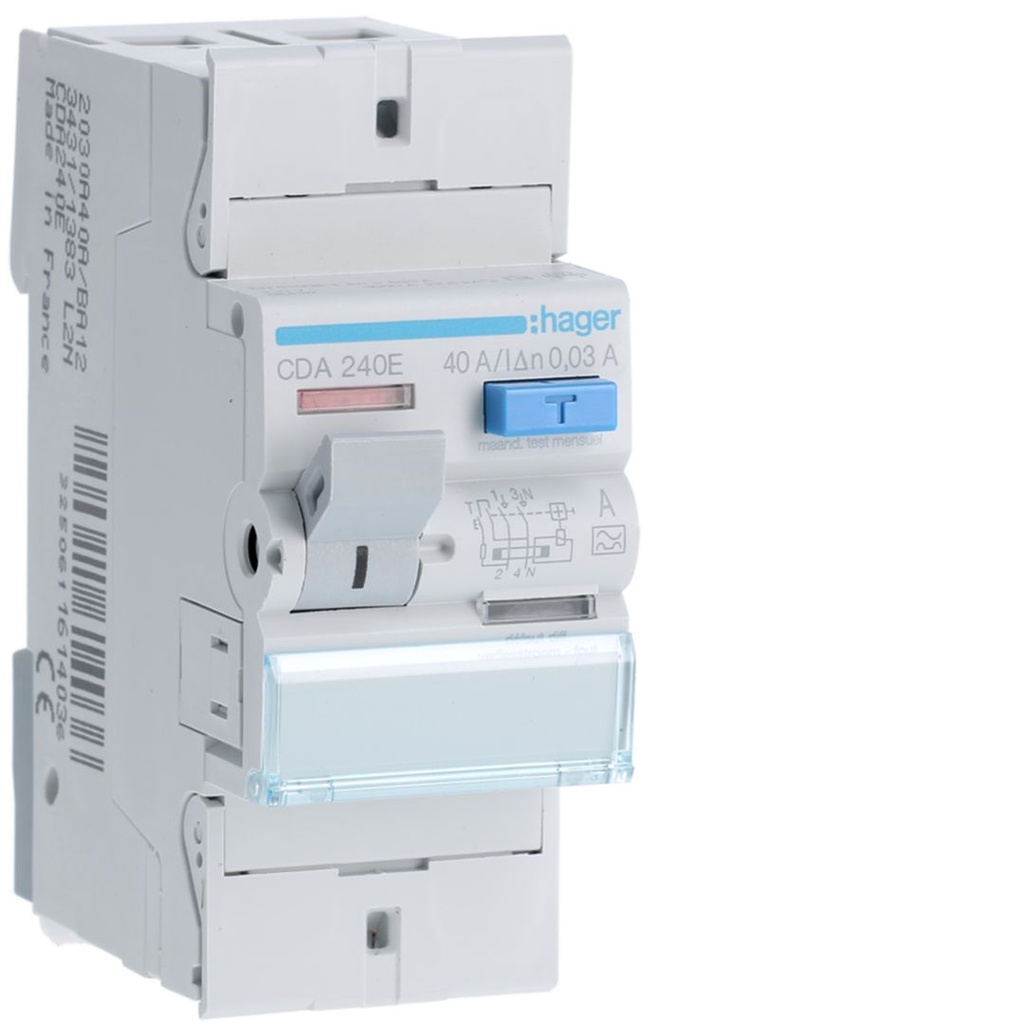 Differentieelschakelaar 2P 40A 30mA type A 2M.
