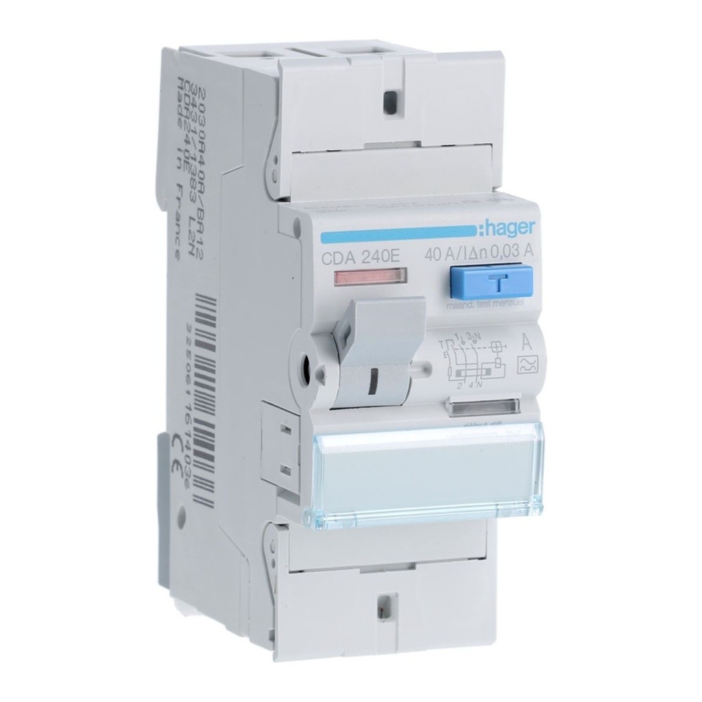 Differentieelschakelaar 2P 40A 30mA type A 2M.