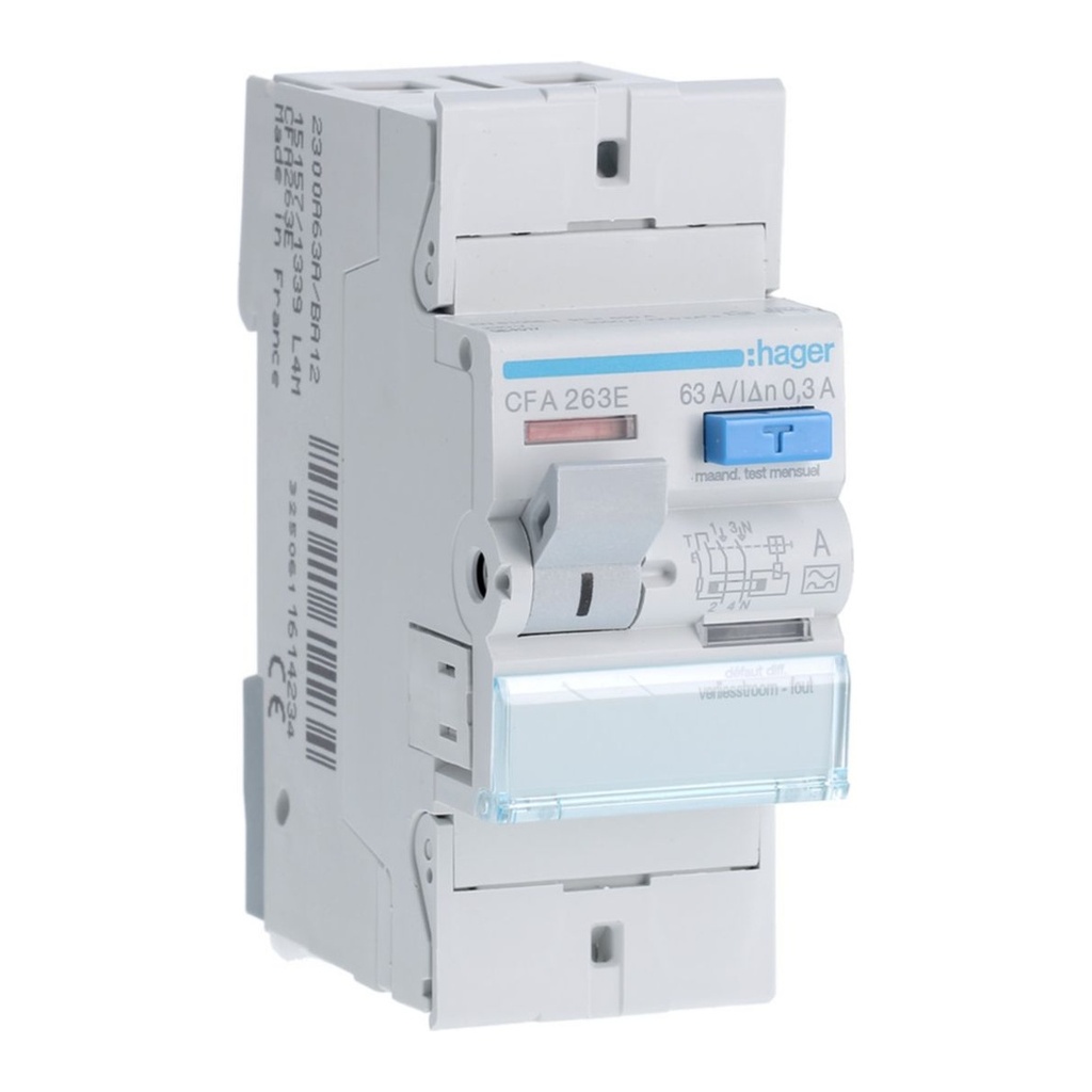 [HAG-CFA263E] Differentieelschakelaar 2P 63A 300mA type A 2M.