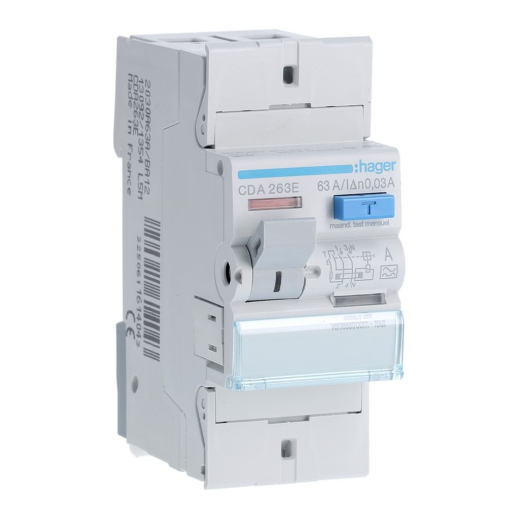[HAG-CDA263E] Differentieelschakelaar 2P 63A 30mA type A 2M.