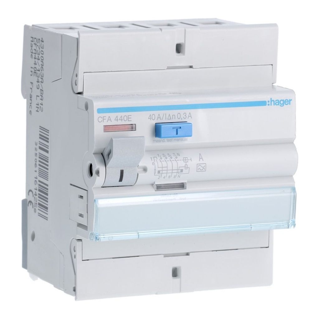 Differentieelschakelaar 4P 40A 300mA type A 4M.