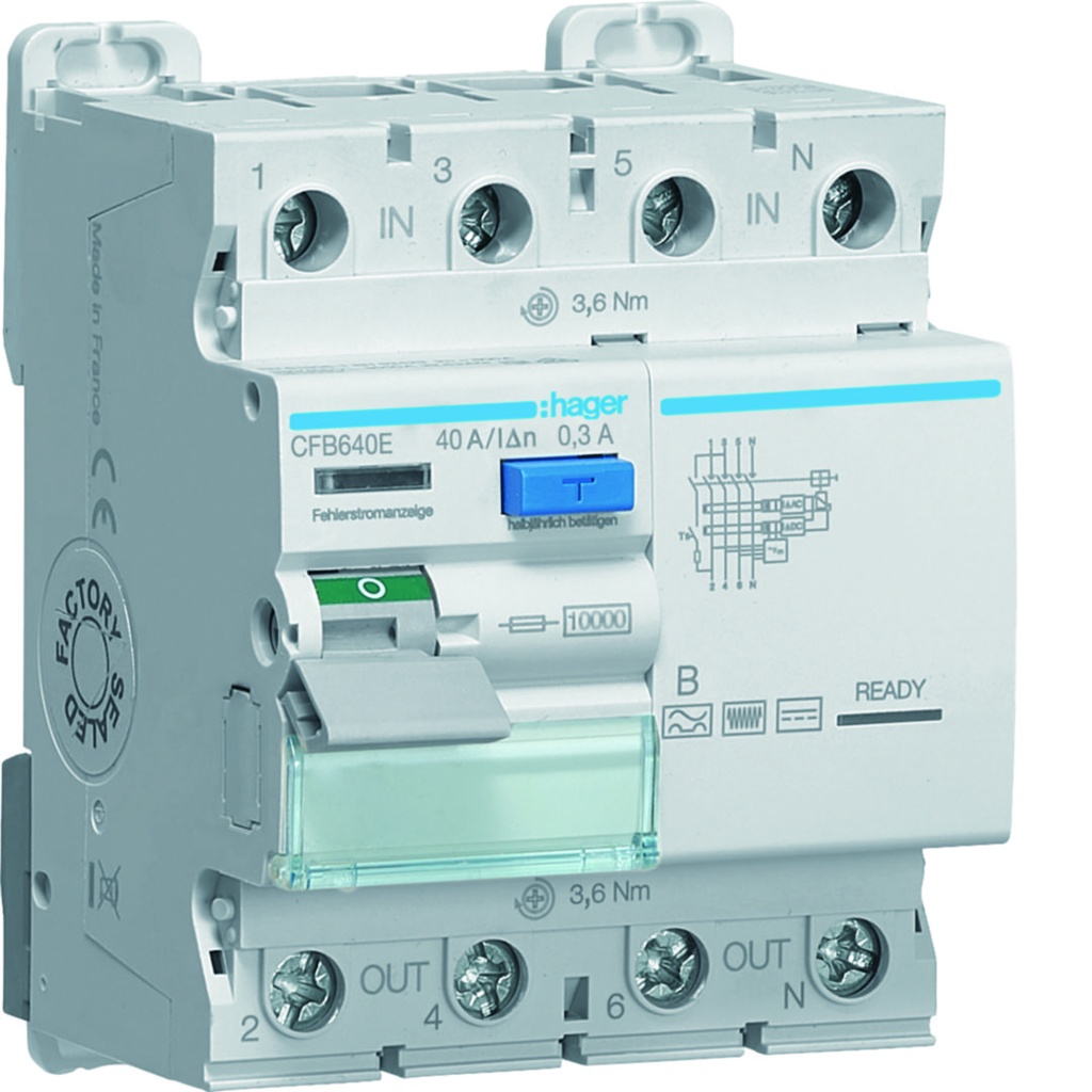 [HAG-CFB640E] Differentieelschakelaar 4P 40A 300mA type B SKR 4M.