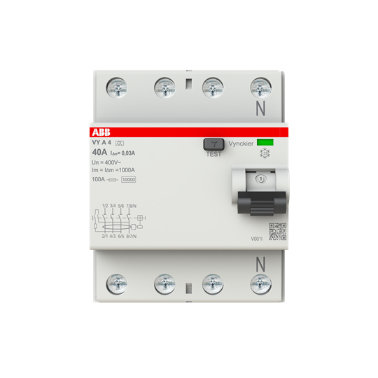 [ABB-VYA440/030PN] Differentieelschakelaar 4P 40A 30mA Type A