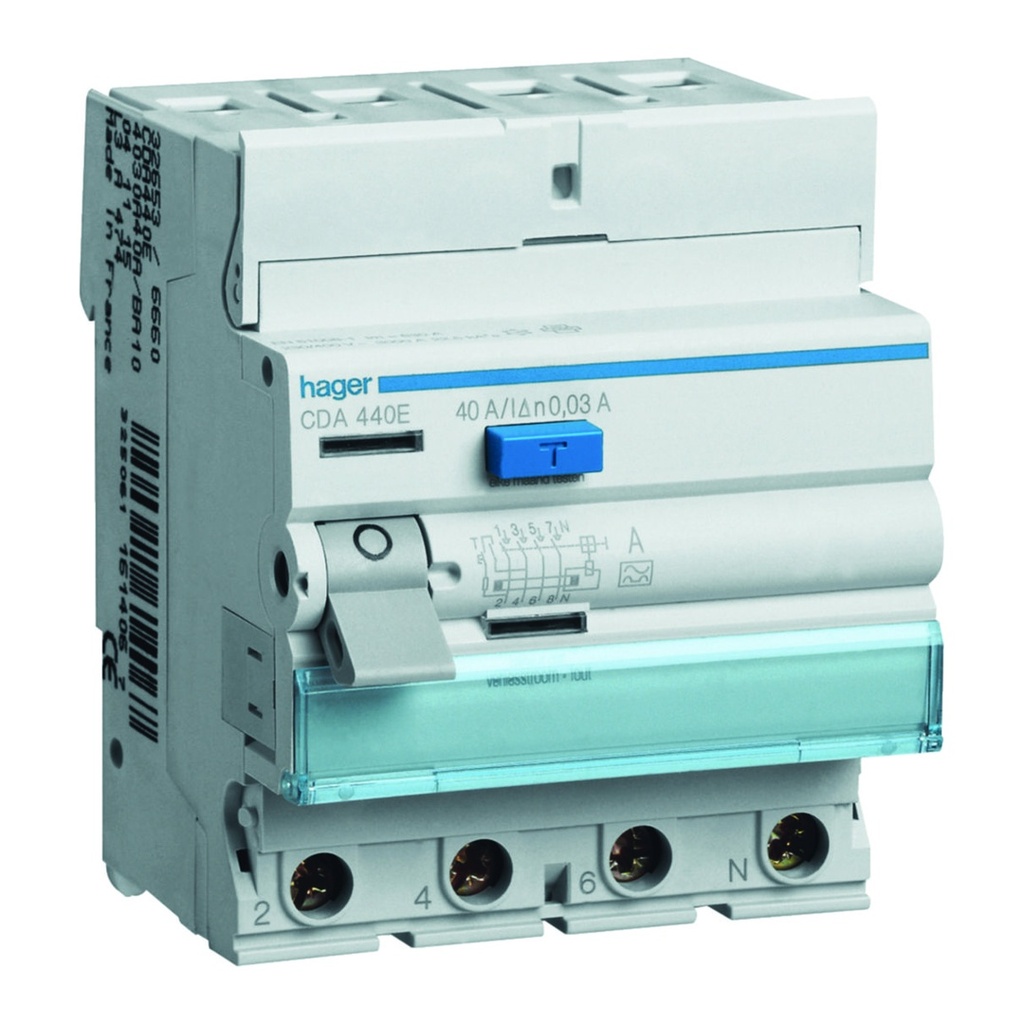 [HAG-CDA440E] Differentieelschakelaar 4P 40A 30mA type A 4M.