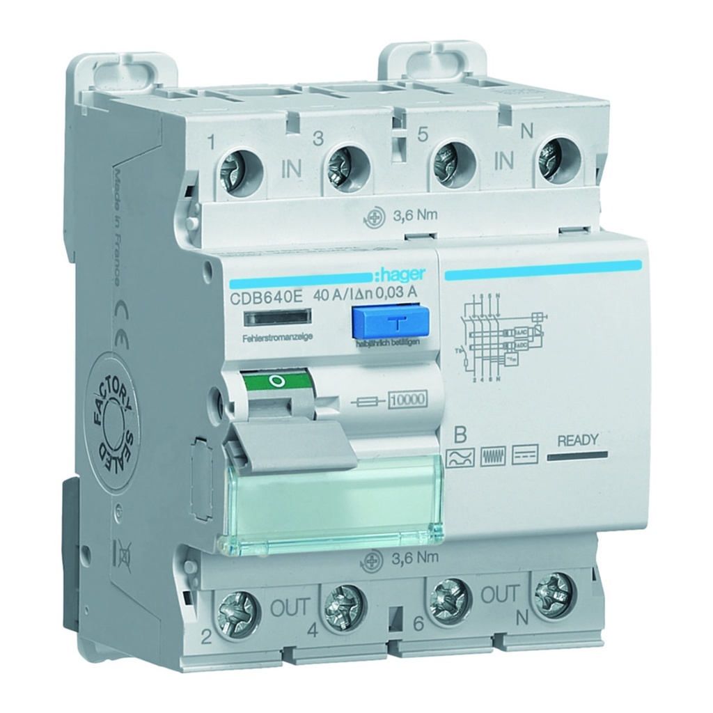 [HAG-CDB640E] Differentieelschakelaar 4P 40A 30mA type B SKR 4M.