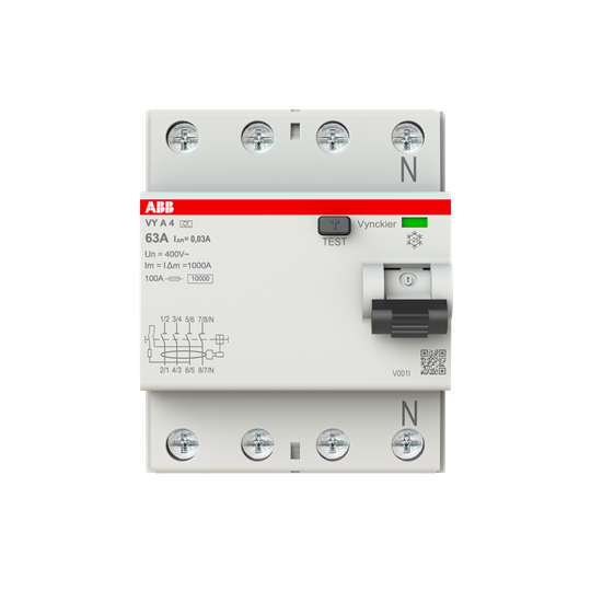 [ABB-VYA463/030PN] Differentieelschakelaar VY 4P 230V 63A 30mA Type A