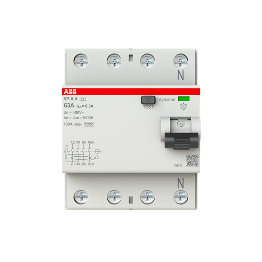 [ABB-VYA463/300] Differentieelschakelaar VY 4P 63A 300mA Type A