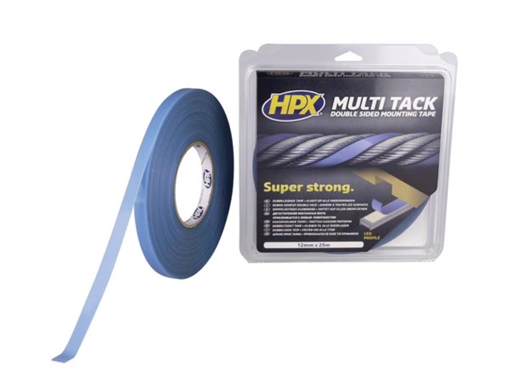Dubbelzijdige Multi-tack tape - semi trans 12mm x 25m