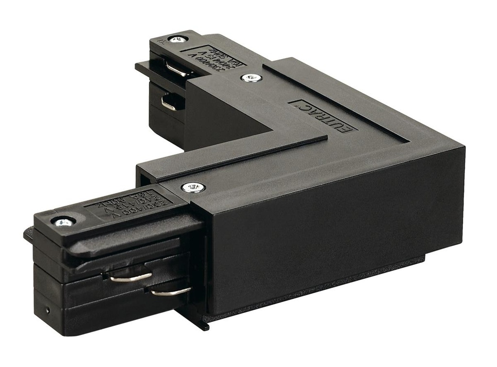 EUTRAC L-aansluiting met voedingsmogelijkheid, aarde binnen, zwart